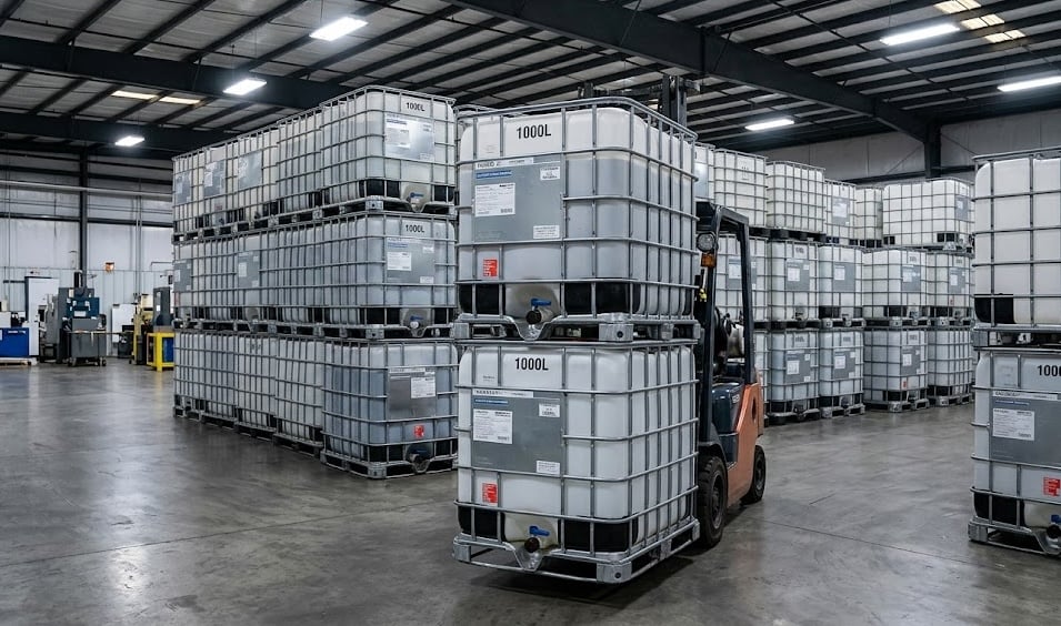 IBC totes in warehouse